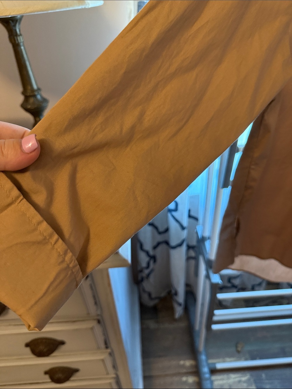 Maeve Long-Sleeve Button-Down Shirt in Rust Brown - Picture 6 of 8